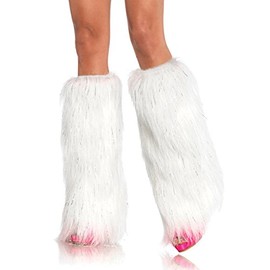 Leg Avenue Women's Furry Festival Leg Warmers, White/Silver, One Size