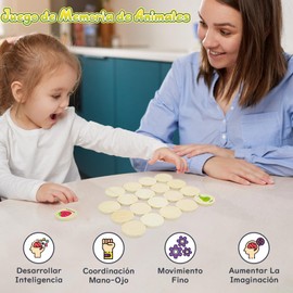 VOAOV Memoria Animales, 20 Piezas Tarjetas a Juego de Animales, Actividad Educativa Juegos Mesa para Niños, Juego de Memoria con Tarjetas de Imagen de Animales, Animales del Bosque