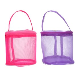 VILLCASE 2Pcs Wool Storage Bag Yarn Ball Holder Yarn Storage Yarn Thread Holder Yarn Ball Dispenser mesh Knitting Bag Multipurpose Tool Portable Yarn Bags Purple to Weave Nylon Handbag
