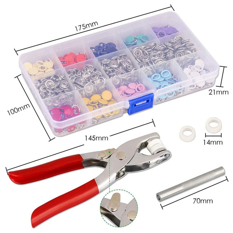 AAED Set of 100 Press Stud Set with Pliers, Sewing