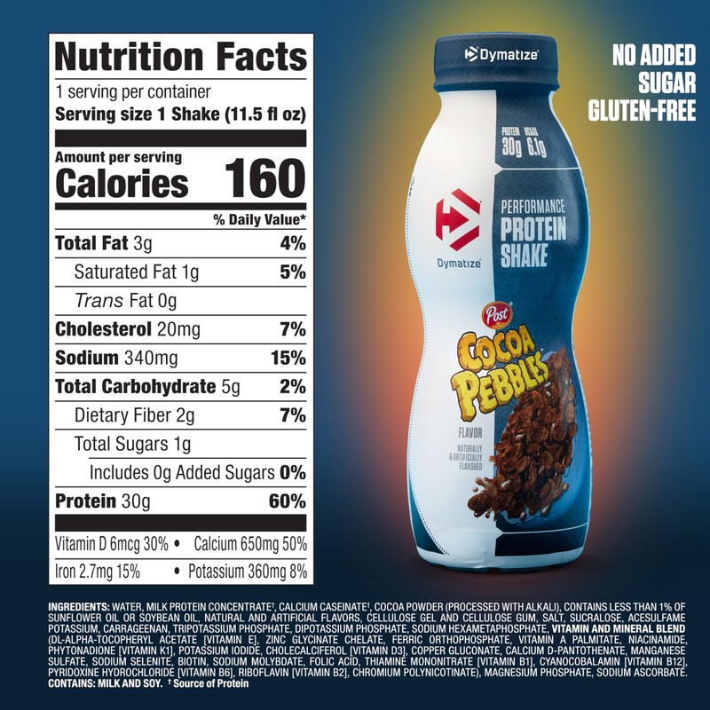 Dymatize Performance Protein Shake, Cocoa Pebbles, 30g of Protein, 6.1g