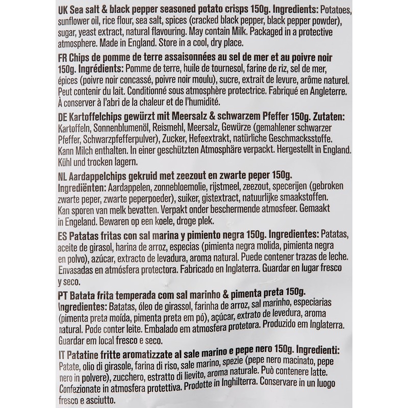 Tyrrells Chips Sea Salt & Crushed Black Pepper 150 g