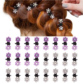 PLABBDPL Rhinestone Hair Clips, Pack of 24 Mini Hair Claw Clips, Hair Gripper, Crystal Hair Pin, Hair Accessories Clips, Hair Styling for Women and Girls, A