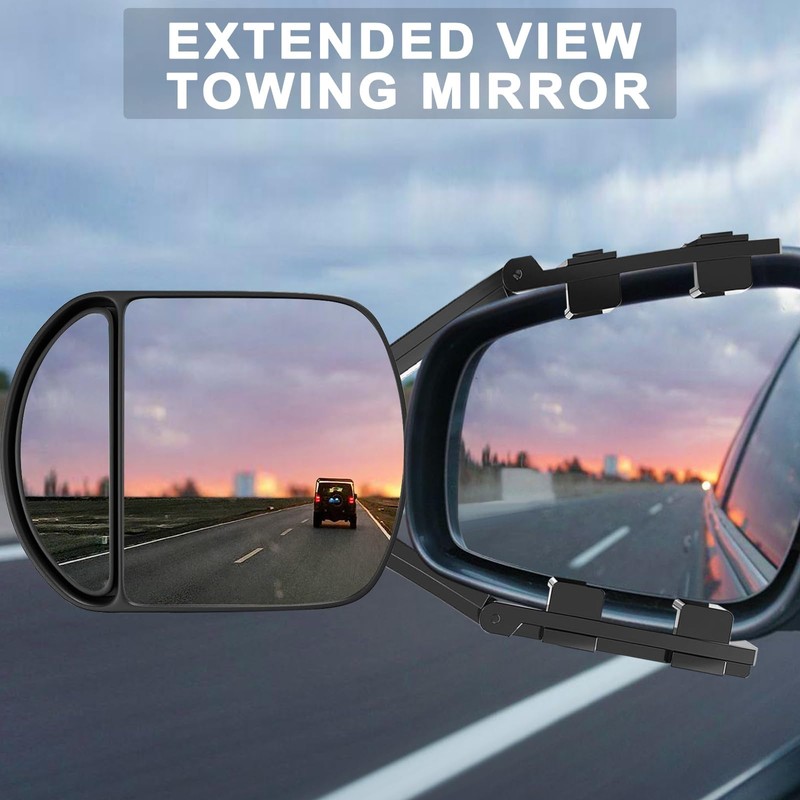 Towing Mirror with 360 Degrees Rotation, Stable Clamp On Tow