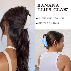 3 PCS Acrylic Claw Clips for Women, Cute Hair Clips Non-Slip Grip Pastel Hair Accessories Medium Hair Claw for Thick Hair(Blue, White, Pink)