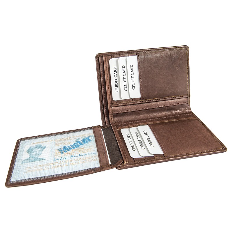High Quality ID Card Case Wallet Real Leather Portrait Format