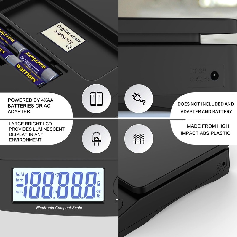 Digital Postal Scale 30kg/66lb - Durable Steel Construction, 6 Units