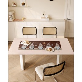 Heat Resistant Trivet & Table Runner Coffee Gnome Coffee Beans on Brown Background Hot Dishes Mat Table Protector Hot Pots Pans Pads Waterproof Placemats for Countertops 40x12 Inch