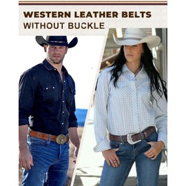 Beltroad 2 Pack Western Leather Belt Strap for Men Women Cowboy Cowgirl Leather Mens Belts without Buckle