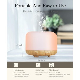 Essential Oil Diffuser 500ml-Humidifier,Aroma Diffuser for Home with 7 Colors Light,Remote Control Air Diffuser for Large Room,Bedroom,Office(Light Wood)