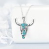 LWQQWL Cow Skull Necklace for Women 925 Sterling Silver Turquoise
