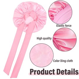 MOLZINY Satin Seiden Schlafmütze Verstellbar Damen Herrn Seidenhaube zum Schlafen Lange Haare Schlafhaube Seide Hair Bonnet Schlafhaube Seide für Verstellbares Breites Band zur Befestigung am Kopf