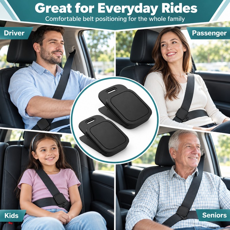 Car Seat Belt Adjuster for Shoulder Positioning – Locking Clamp
