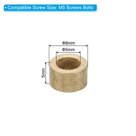 PATIKIL M5 Brass Spacers, 5 Pcs Metal Spacer Brass 5mm ID x 8mm OD x 5mm L Brass Spacers Screw Standoff for 1/5 Inch or M5 Screw