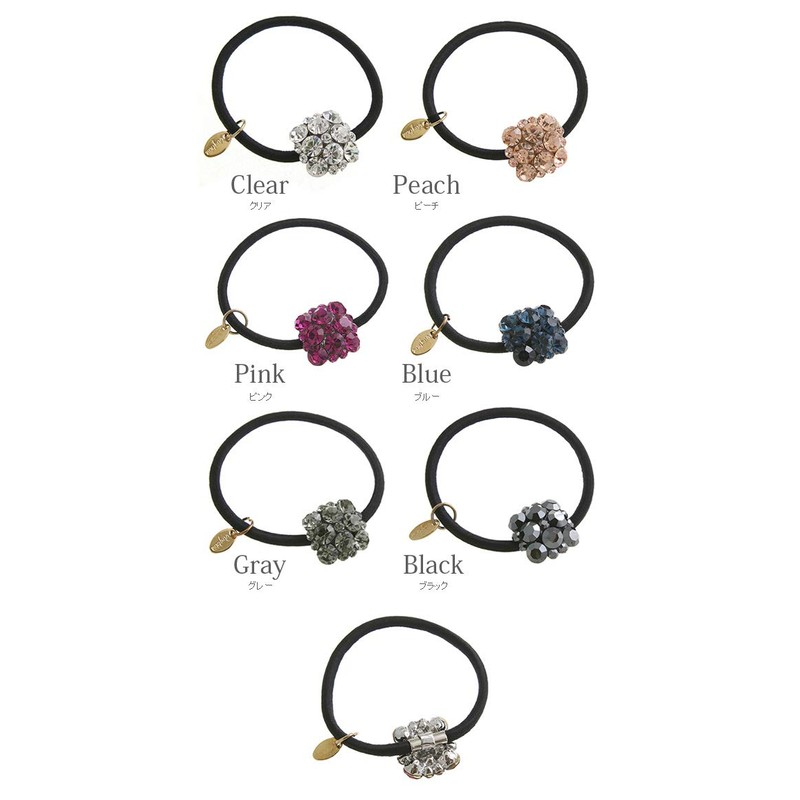 VINGTAINE H7359-BL- Rhinestone Bijou Square Hair Elastic Casual Hair Accessory