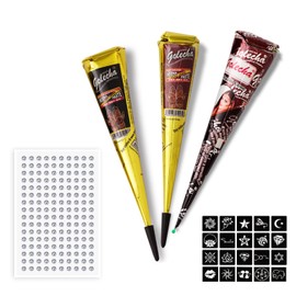 Professional Henna Tattoo Set with Rhinestone Stickers, Waterproof, Temporary Stencils, Multiple Patterns for Adults and Children, Body Face