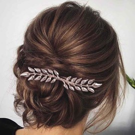 Erimberate Bohemian Leaf Hair Comb Gold Leaf Headpiece Large Leaf Hair Barrette Vintage Headwear Hairpiece Decorative Plant Wedding Comb Hair Accessories Jewelry for Women and Girls Gifts (Gold)