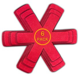 Pot and Pan Protectors Set of 6 and 3 Different Sizes Separators Pad Pot Dividers Anti-Slip Pad for Stacking and Protecting Cookware Avoid Scratching (10" 12.5" 15") (Red)