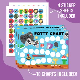 Gaming Potty Training Chart for Toddlers Boys - Potty Chart for Boys with Stickers, Potty Training Sticker Chart for Boys, Potty Chart for Toddlers Boys, Potty Sticker Chart for Kids Potty Training