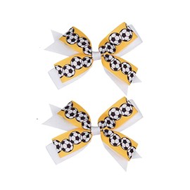 Soccer Ribbon Bow Hair Clips soccer bows Hair Accessories for girls Womens headdress.(FJ35) (Yellow)