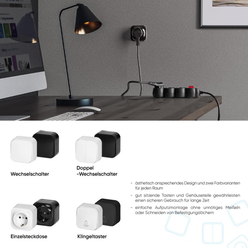 Surface-Mounted Bell Push Button RT1 Series Black