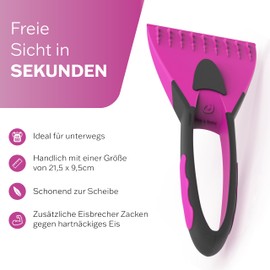 AUPROTEC Eiskratzer – 2K / Eiskratzer Auto mit rutschfestem Softgriff/Scheibenkratzer Auto/Schneekratzer Auto/Scheibenkratzer Winter/Eisschaber Auto - Pink
