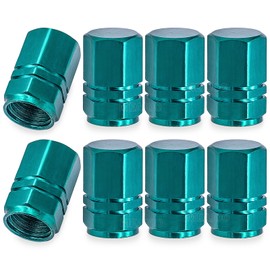 MEAJOO 8PCS Tire Valve Stem Caps, with Rubber O-Ring, Corrosion Resistant Leak-Proof, Aluminum Alloy Universal Wheel Valve Covers for Cars, SUV, Trucks, Bikes, Motorcycles, Bicycles(Green)
