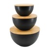 ECOWAY Salad Bowl Set of 3 with Bamboo Wooden Lids,