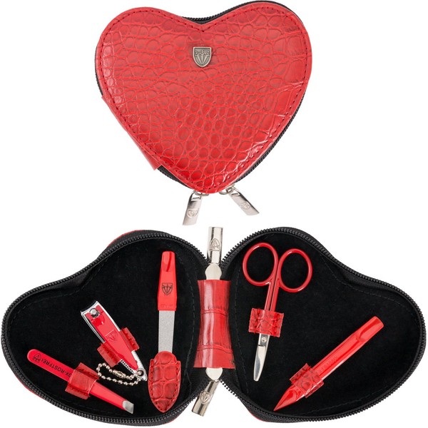 3 Swords Germany - brand quality 5 piece manicure pedicure kit set for KIDS - CHILDREN - TODDLERS with special scissors (round tip) fashion leather case in gift box, Made by 3 Swords (03751)