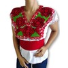 Classic Mexican Embroidery Blouse Floral Desing with a Red Flat