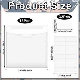 GANGBARU 16 Pcs Scrapbook Paper Storage Plastic Clear Paper Organizer Storage with 2 Sheets Blank Sticky Index Tabs Loading File Folders for Storing 12 x 12 Inch Scrapbook Photos Stickers Cardstock