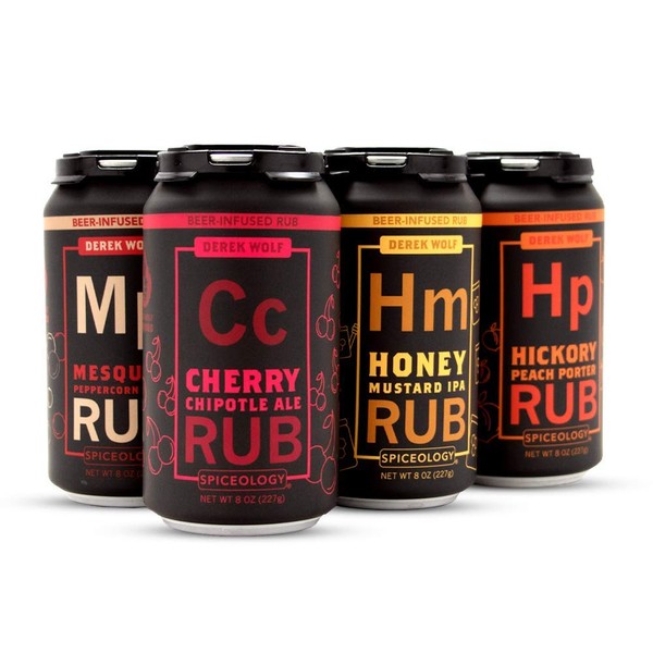 Derek Wolf - Beer Infused BBQ Rubs - Flavors: Cherry Chipotle Ale, Honey Mustard IPA, Hickory Peach Porter, Imperial Coffee Stout, Jalapeño Lime Pilsner, Mesquite Peppercorn Lager - Set of 6