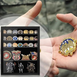 WANLIAN Wall Mounted Challenge Coin Holder Coin Holder Military Challenge Coin Display Case Wooden Challenge Coin Holder Suitable for Medal Badge