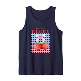 Coquette Strawberry Pink Bows Girl Fruit Lover Birthday Tank Top