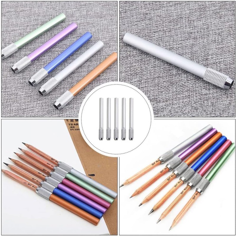 Generic [Set of 6] Pencil Extension Holder Pencil Auxiliary Axle