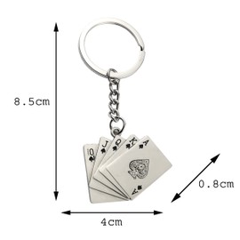 Komonee Poker Hand Metal Key Chain Texas Holdem Royal Flush Key Ring Casino Playing Cards Present Key Chain Lucky Charm Novelty Gift Keyring