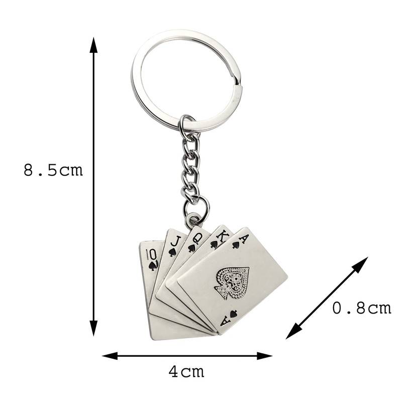 Komonee Poker Hand Metal Key Chain Texas Holdem Royal Flush