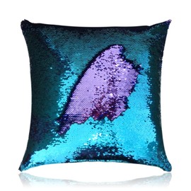 San Tungus Teal And Light Purple Mermaid Pillow Cushions,18"x18" Reversible Sequin Pillow Covers that Changes Color