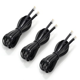 Seefeful RJ12 Cable Phone Cord RJ12 6P6C Male to Male Straight Wired for Both Data and Voice Use Black (6.6 FT / 3 Pack)