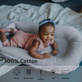 CooCooBaby Deluxe Infant Lounger, Baby Nest Cover for Baby Girls & Boys, Newborn Essentials for Baby 0-12 Months, 100% Cotton (Corduroy Cotton, Gainsboro)