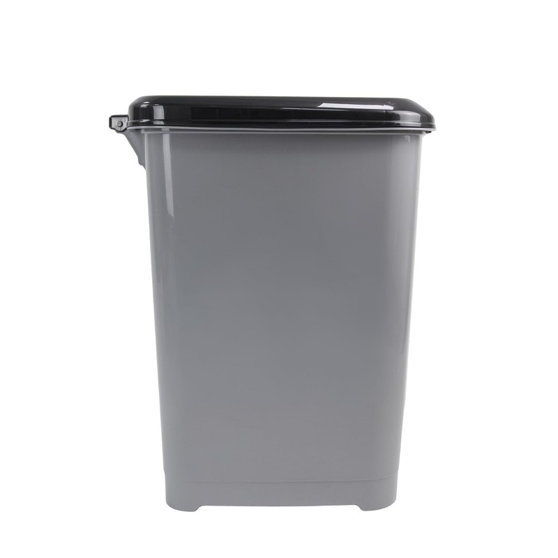 JVL Slim Plastic Lidded Foot Pedal Waste Bin, 10L, Grey