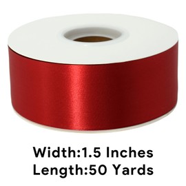 Red Ribbon 1-1/2 Inch x 50 Yards Satin Ribbon Single Face Ribbon for Crafts, Gift Wrapping, Floral Bouquet, Weddings, and Decorations, with Spool
