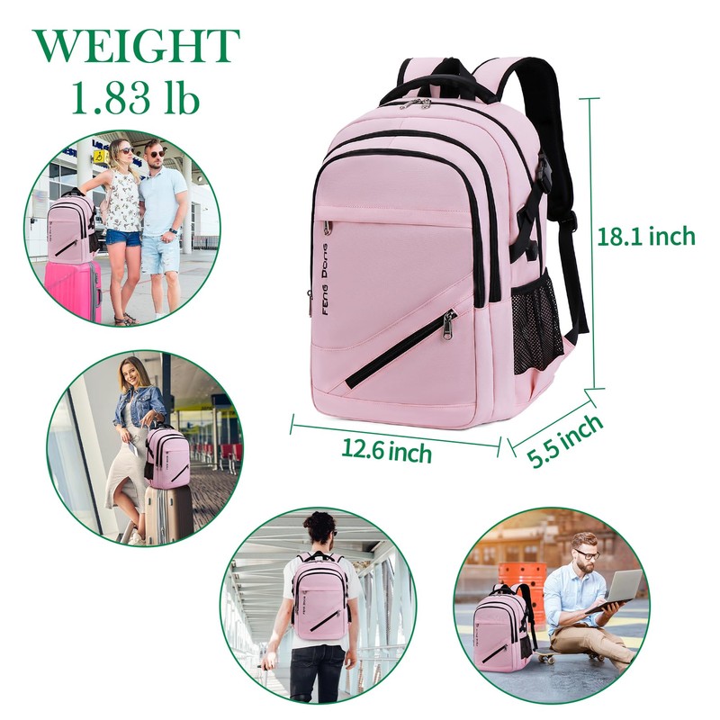 FENGDONG - Mochila para portátil con carga USB y auriculares