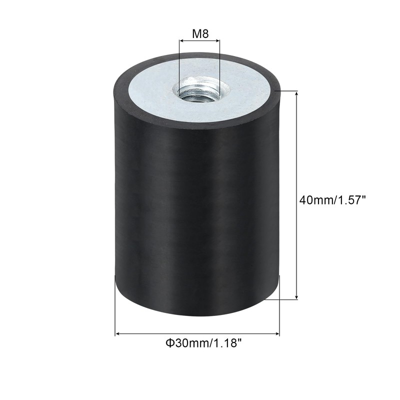 sourcing map 4Pcs 30 x 40mm M8 Thread Female Rubber