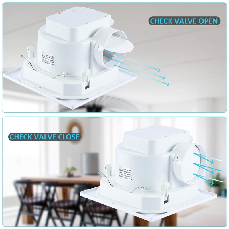 Hose Vary Bathroom Exhaust Fan with Light, 95CFM Bathroom Exhaust