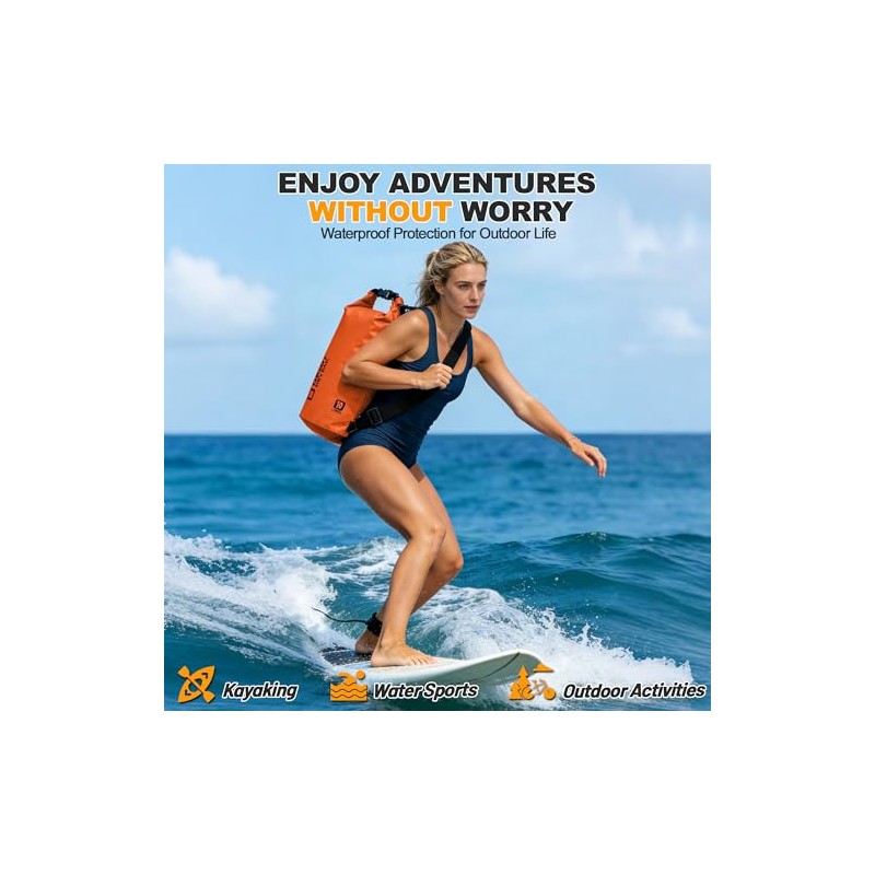 Bolsa seca impermeable, 5L/10L/20L/30L/40L Mochila de almacenamiento ligera con funda