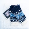Tibetan Socks Blue Hand Knit Wool Fleece Lined Leg Warmers