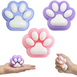 3Pcs Taba Squishy kit Cat Paw Squeeze Toys Cute PVC Fufu Squishy Toys for Anxiety Relief Soft Stress Toys for Party Favors Novelty Things Birthdays OPP Packaging (3Pcs- Cat Paw)
