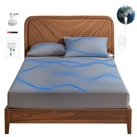 Grounding Fitted Sheet with Grounding Cord and Earthing Product Test Pen 90% Organic Cotton & 10% Silver Fiber Infused Conductive Bedding for Improved Sleep & Wellness Earthing Sheets Full Size Gray