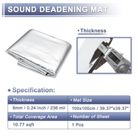 X AUTOHAUX 236mil 6mm 10.77sqft Car Sound Deadening Mat Aluminum Foil Foam Heat Shield Material Universal for Hood Boat Engine Cover 39.37"x39.37"